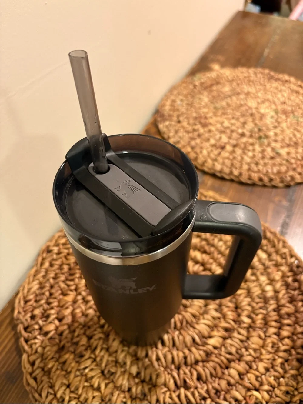 Stanley Black Travel Mug with Handle and Straw